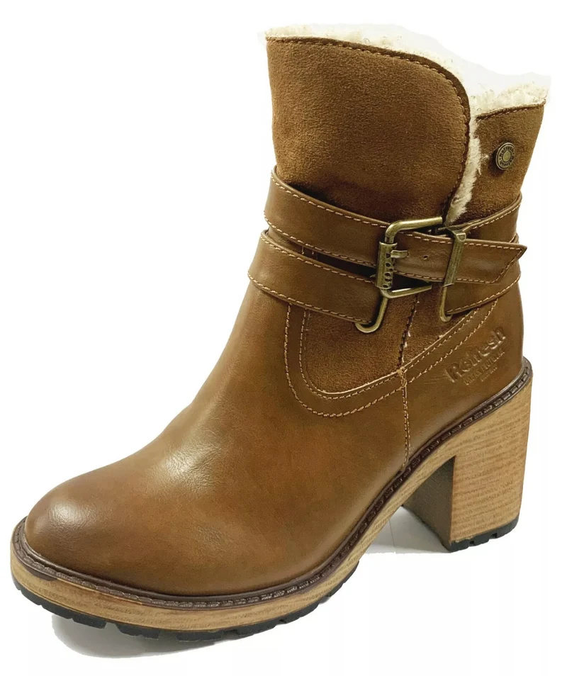 Refresh Gefütterte Damen-Stiefeletten - Kamel