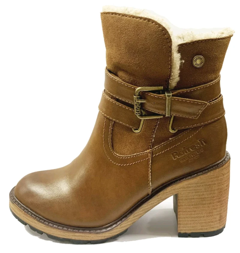 Refresh Gefütterte Damen-Stiefeletten - Kamel
