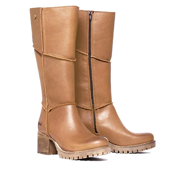 Oak & Hyde Damen Kensington Hi Bombain Lederstiefel – Hellbraun