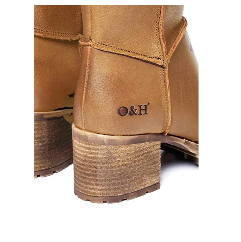 Oak & Hyde Damen Kensington Hi Bombain Lederstiefel – Hellbraun