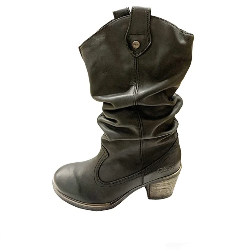 Oak & Hyde Westwood Mid Lederstiefel für Damen – Schwarz