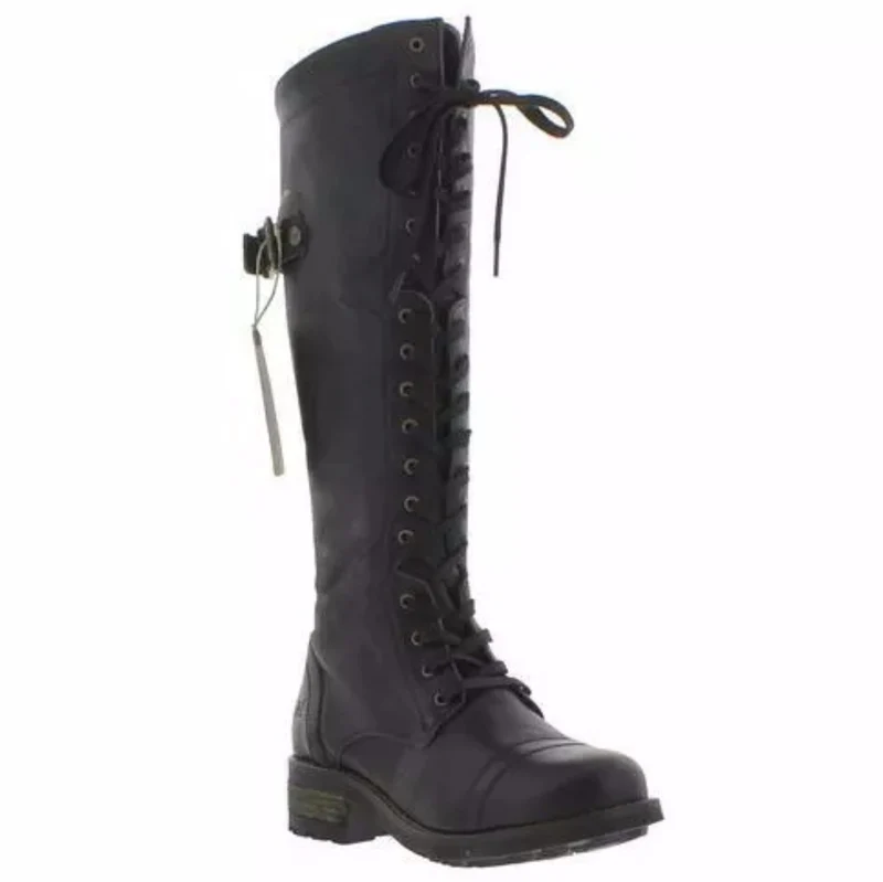 Oak & Hyde Damen Cesar Bridge 18 Utility-Stiefel aus Leder – Schwarz
