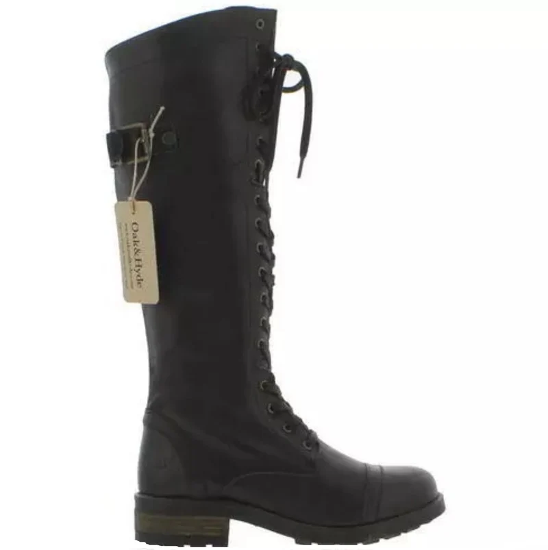 Oak & Hyde Damen Cesar Bridge 18 Utility-Stiefel aus Leder – Schwarz