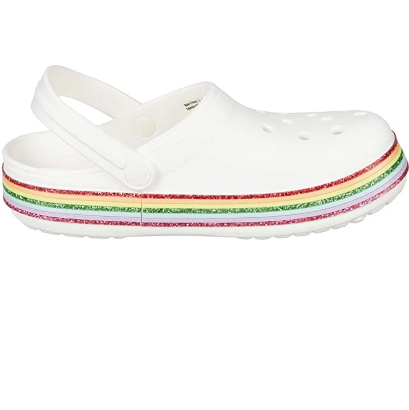 Crocs Klassischer Regenbogen-Glitzer-Krokoband-Clog für Kinder