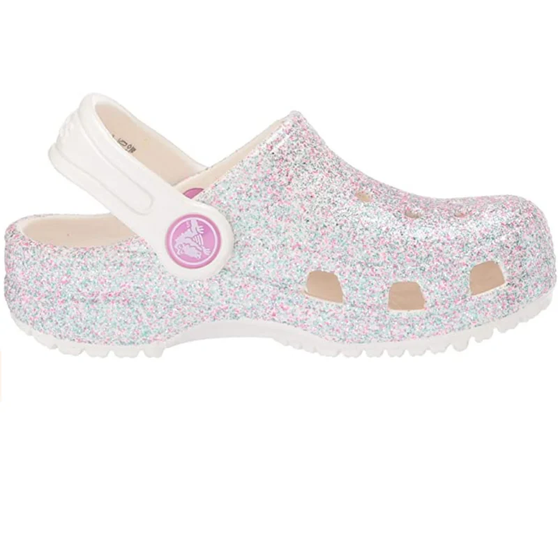 Crocs Klassischer Glitzer-Clog für Kinder – Oyster