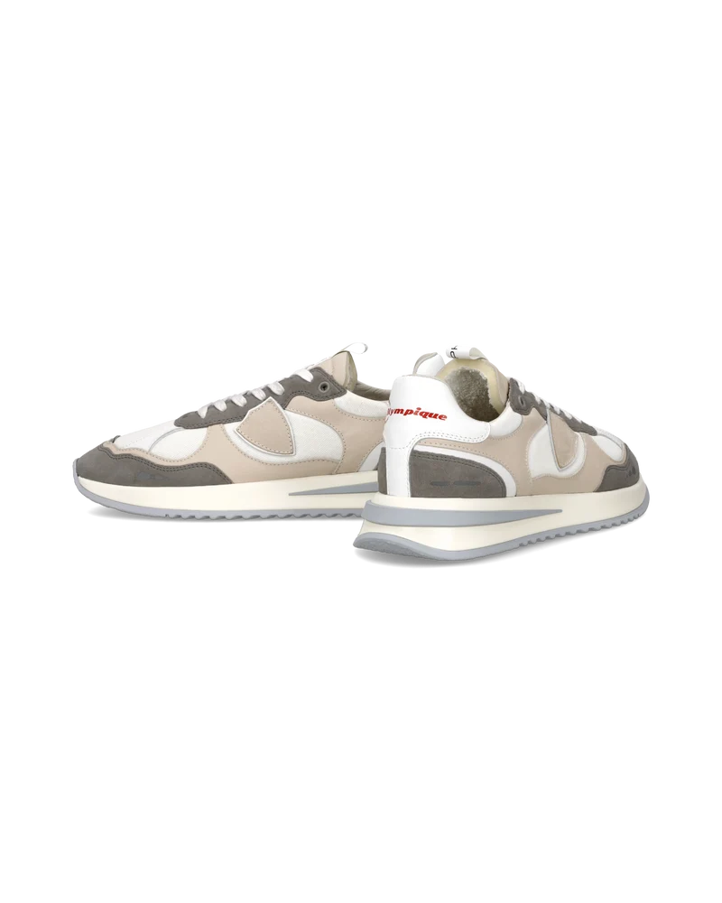 Sneakers Olympique Men, White Anthracite Beige
