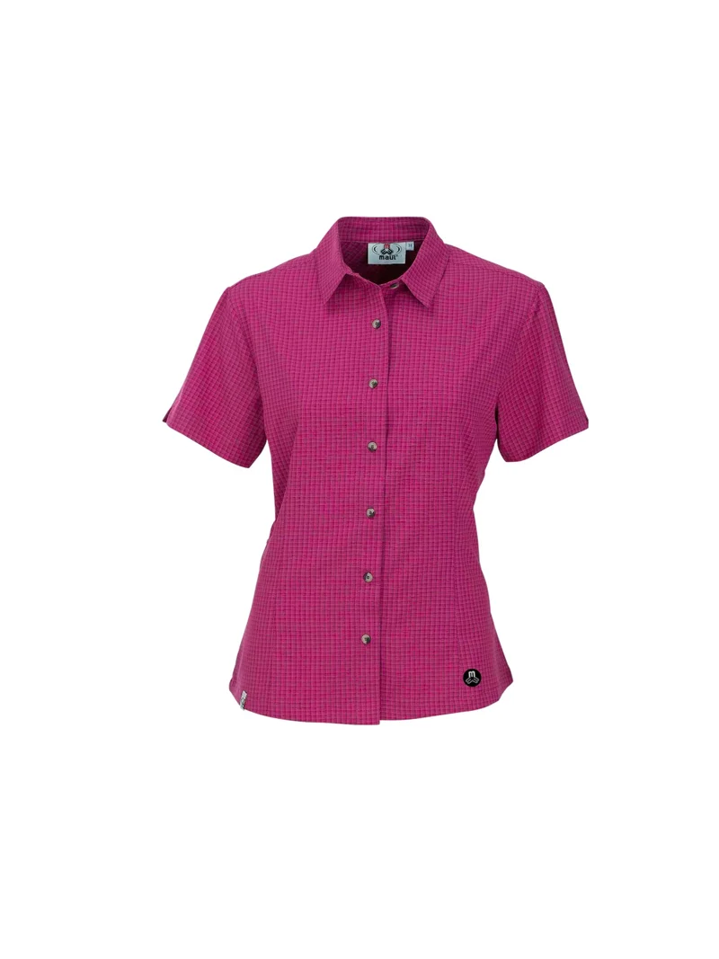 MAUl Sport - Damen Outdoorhemd Halserspitze - 1/2 Bluse Karo - berry - elastisch