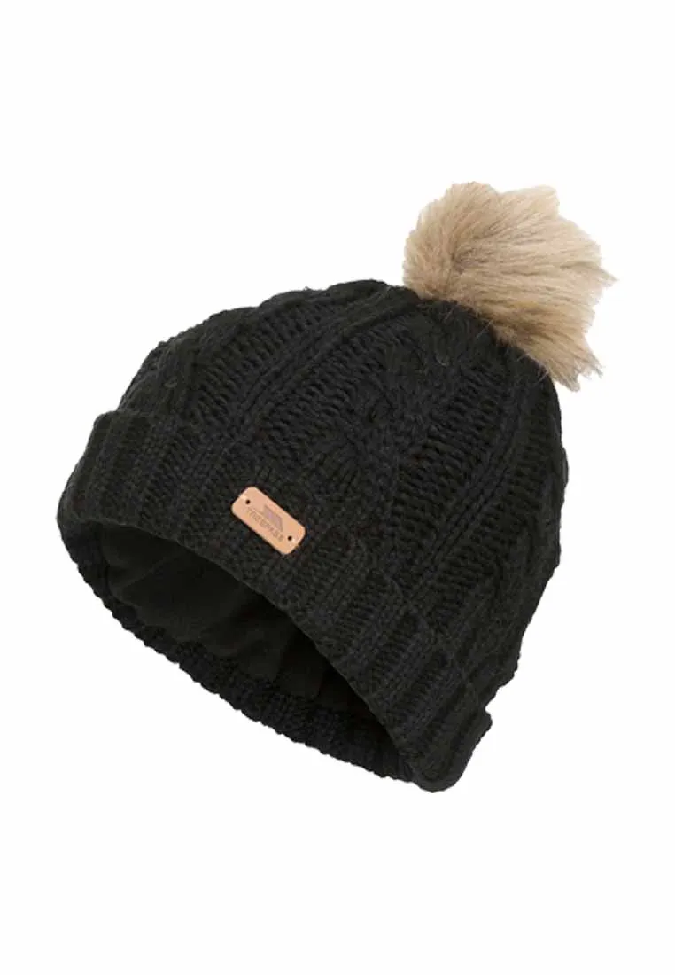 Trespass Strickmütze (gefüttert) mit Bommel, Lillia, black