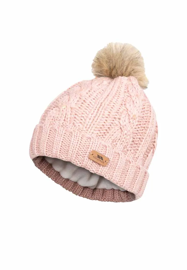 Trespass Strickmütze (gefüttert) mit Bommel, Lillia, rosa