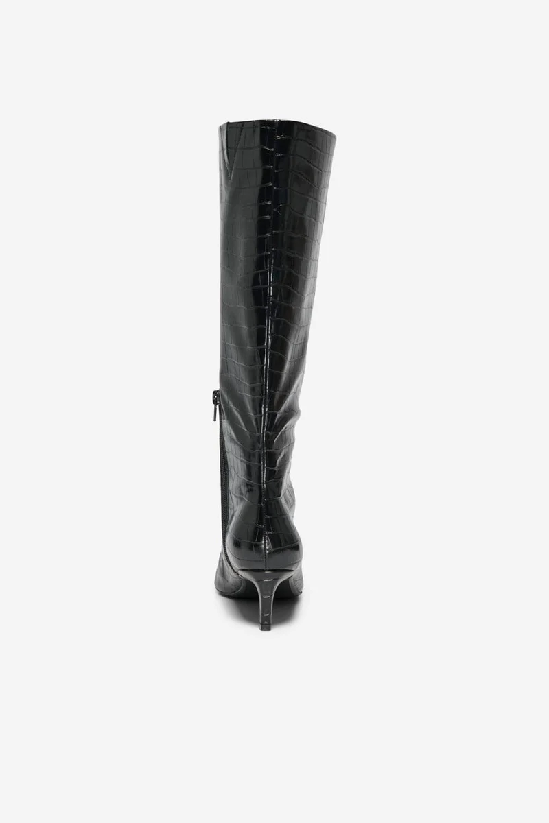 Only Shoes - Onlbrixton-3 Knee High Boot - 5078771 Black Croco
