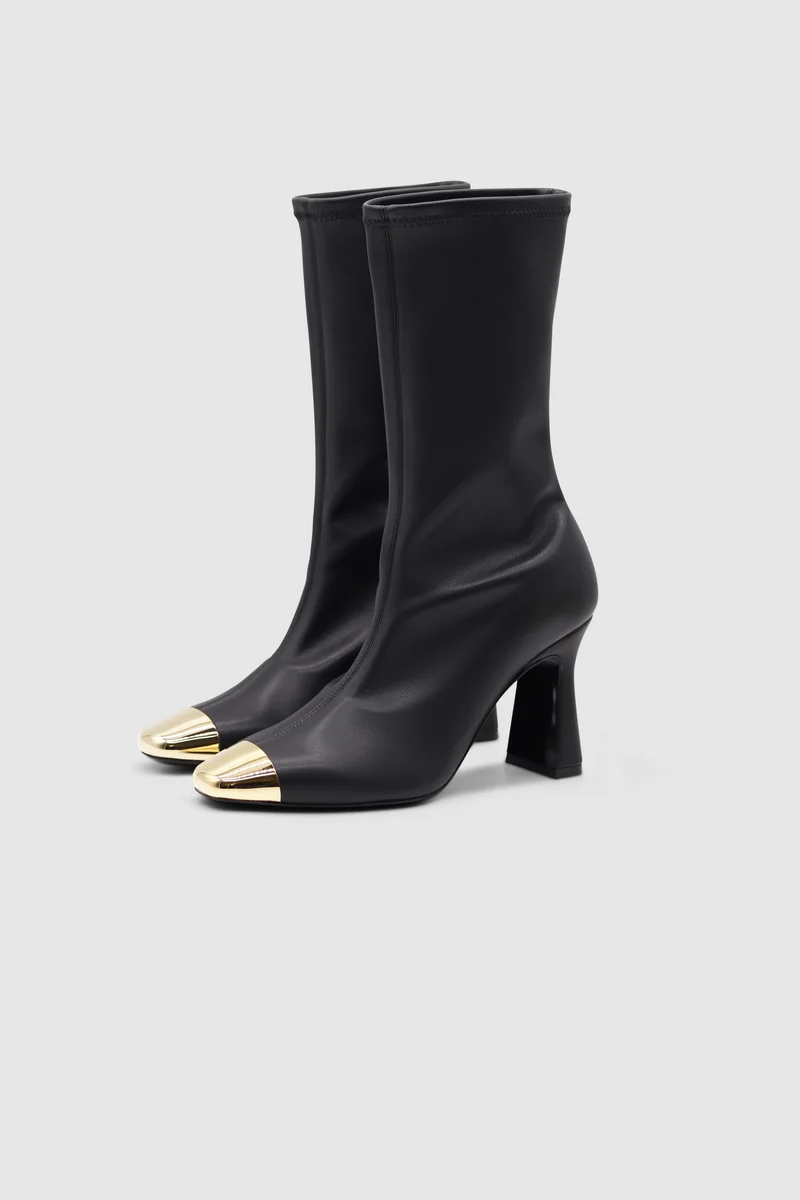 Ellia Metal Toe Cap Stretch Bootie Black