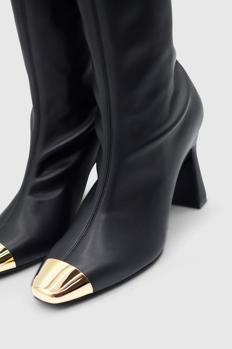 Ellia Metal Toe Cap Stretch Bootie Black