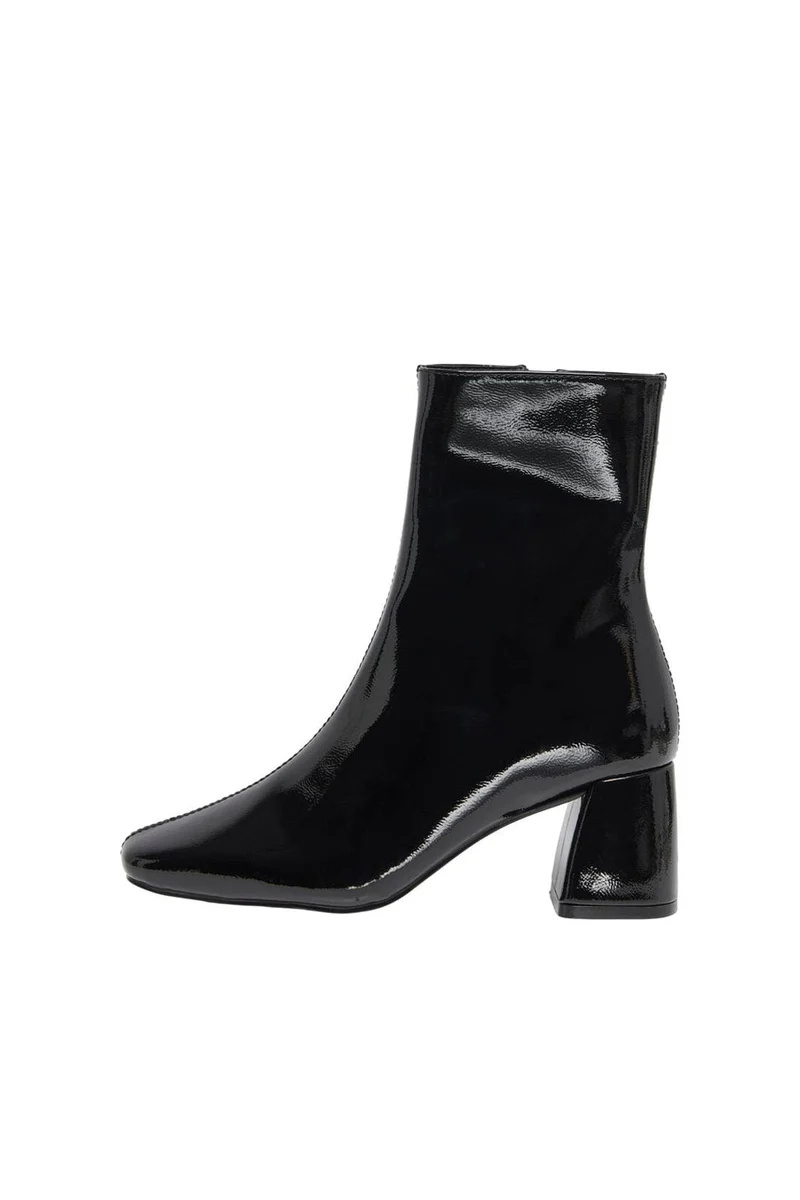 Only Shoes - Onlbrielle-1 Pu Heeled Boot - 4842706 Black Wrinkled Patent