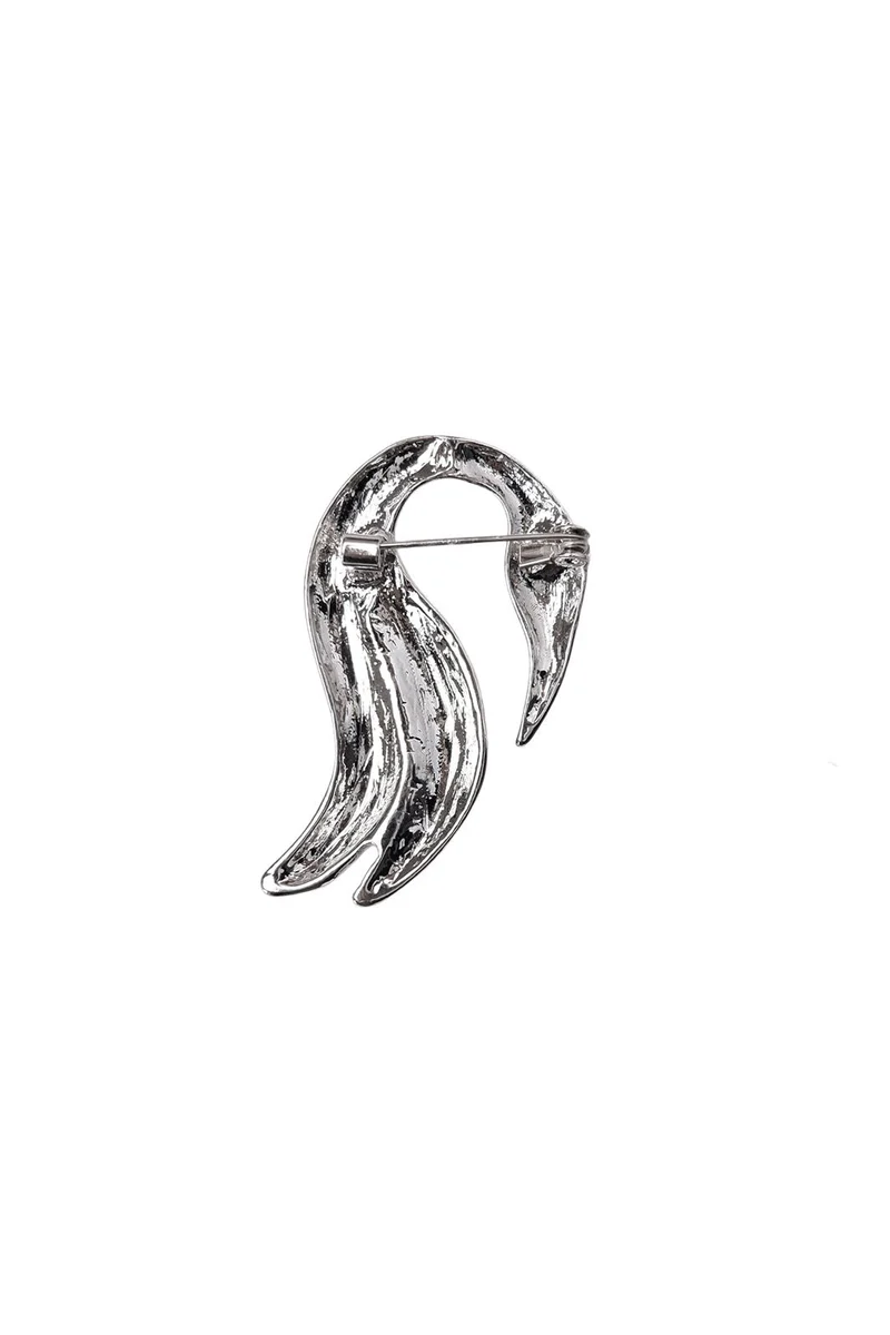 Black Colour - Bcswan Brooch 4547 - Silver Coloured
