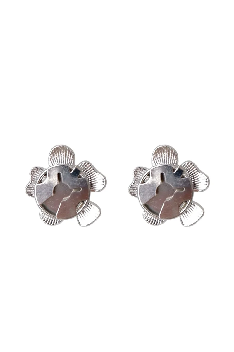 Black Colour - Bcjelline Button Covers, 2 Pcs. Set 4539 - Silver Coloured