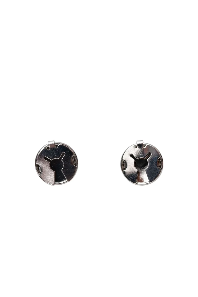 Black Colour - Bcdowny Button Covers, 2 Pcs. Set 4531 - Pearl Silver Coloured