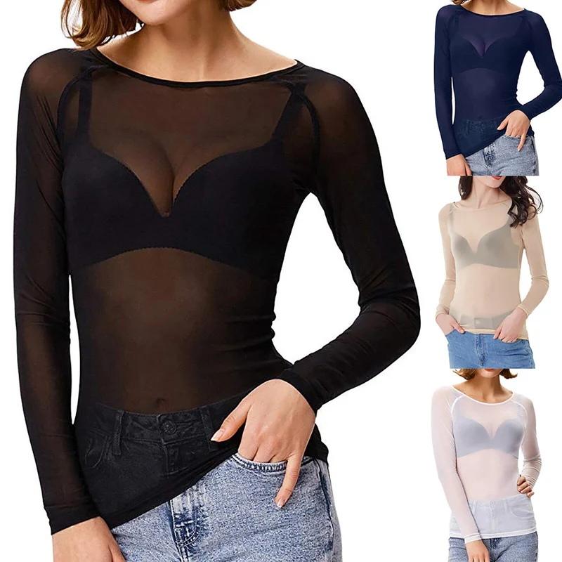 MESH – Verführerisches Durchsichtiges Oberteil mit Langen Ärmeln für Damen - Arvani