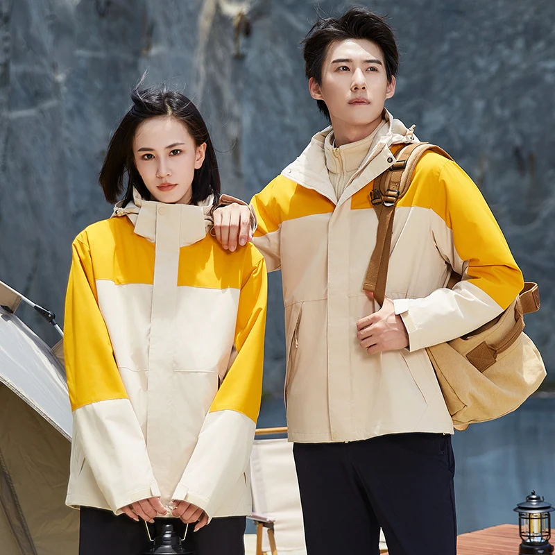 Unisex zweilagige wasserabweisende Outdoorjacke mit Kapuze und Colorblock-Design Nord Taschen