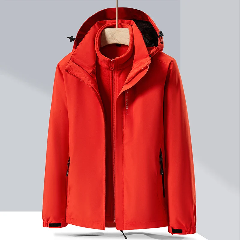 Herren zweilagige Softshell-Regenjacke mit abnehmbarem Fleece‑Innenlayer und verstellbarer Kapuze Nord Taschen