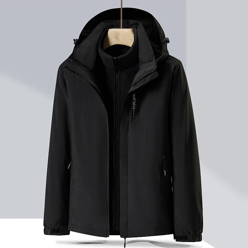 Herren zweilagige Softshell-Regenjacke mit abnehmbarem Fleece‑Innenlayer und verstellbarer Kapuze Nord Taschen