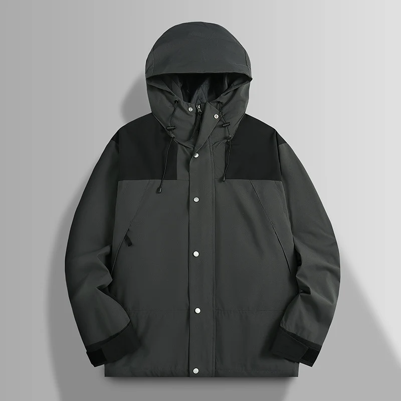Herren zweifarbiger wind- und wasserdichter Kapuzenparka mit verstellbaren Bündchen Nord Taschen