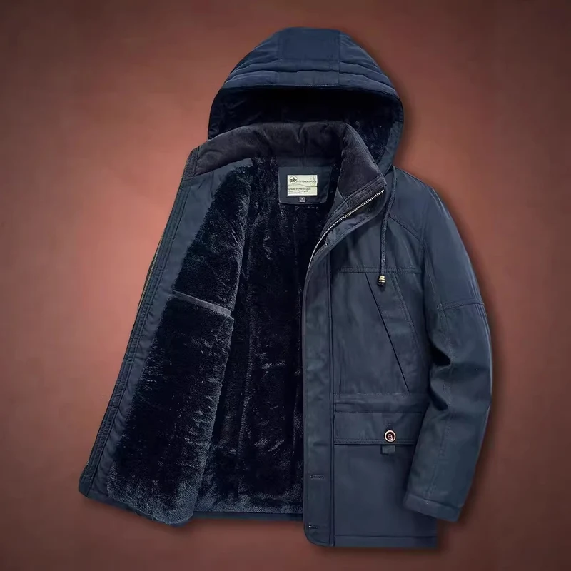 Herren Winterparka mit Teddyfell-Innenfutter und Kapuze Nord Taschen