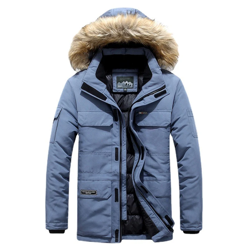 Herren Winterparka mit Kapuze, Kunstfellbesatz und multifunktionalen Außentaschen Nord Taschen