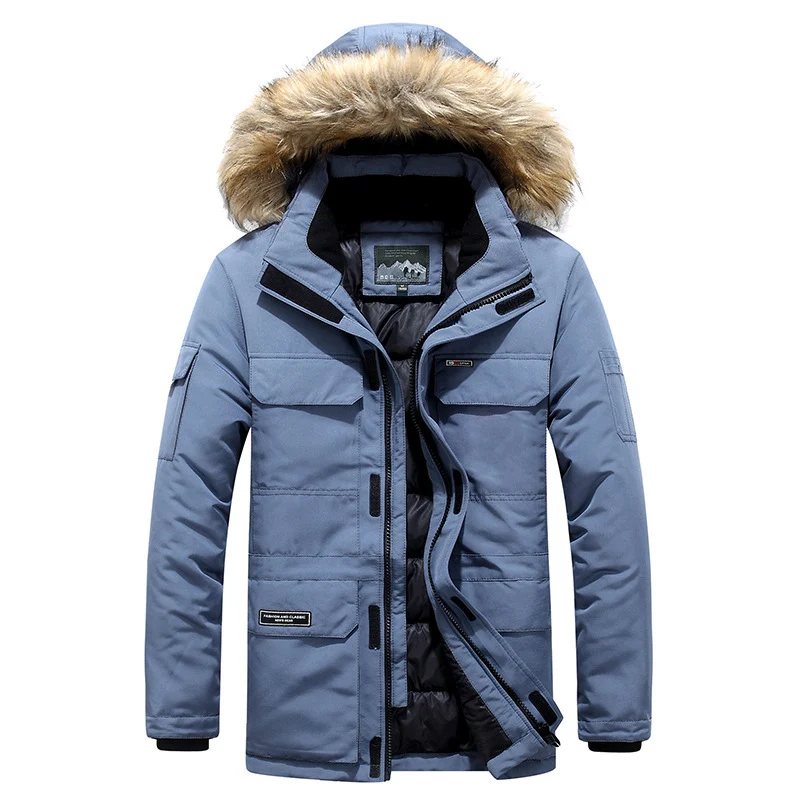 Herren Winterparka mit Kapuze, Kunstfellbesatz und multifunktionalen Außentaschen Nord Taschen