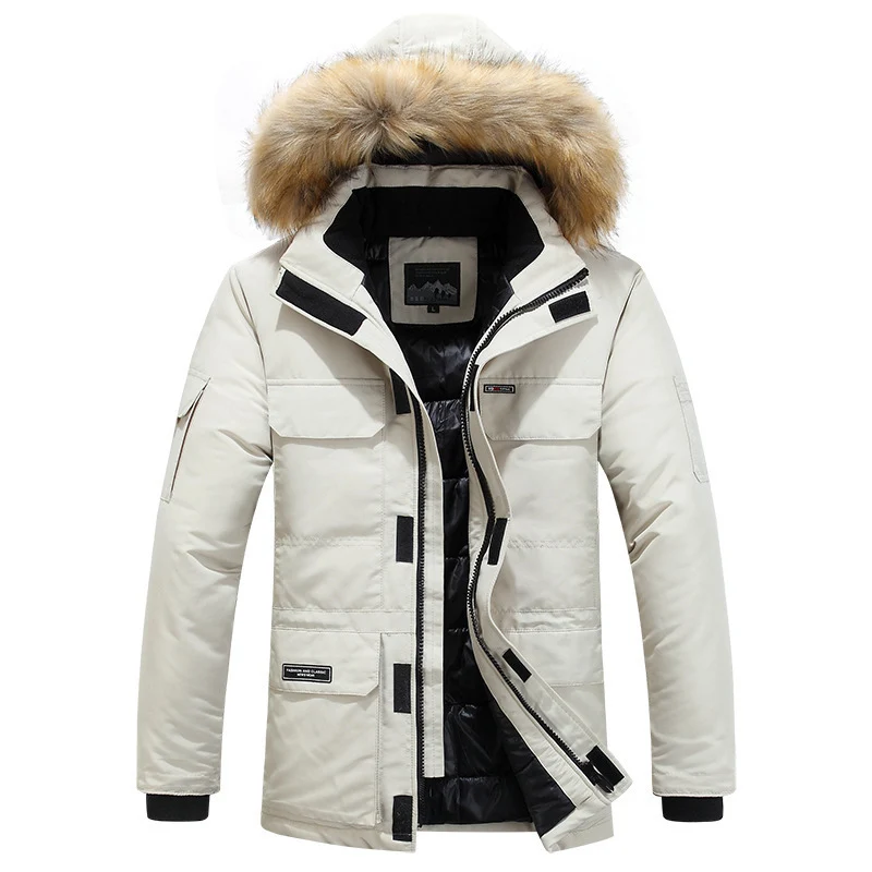 Herren Winterparka mit Kapuze, Kunstfellbesatz und multifunktionalen Außentaschen Nord Taschen
