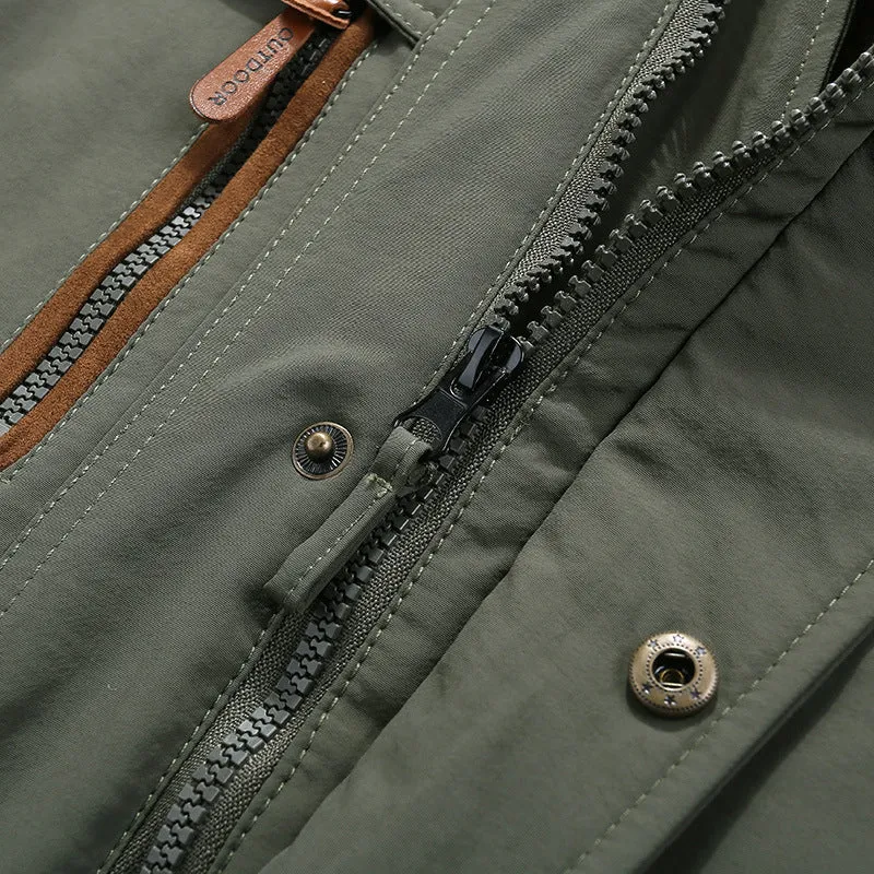 Herren winddichter Freizeitparka mit kuscheliger Teddyfleece‑Innenschicht und Multifunktionstaschen Nord Taschen