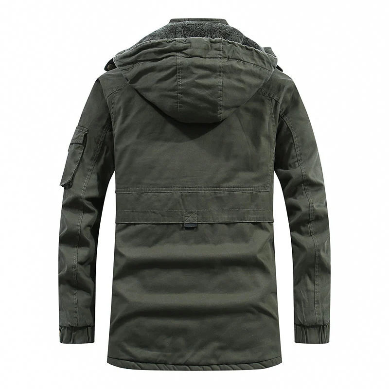 Herren winddichter Canvas-Parka mit kuscheliger Teddyfleece-Fütterung und funktionaler Kapuze Nord Taschen