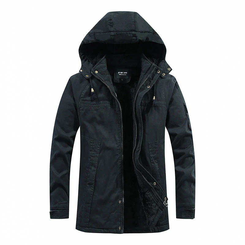 Herren winddichter Canvas-Parka mit kuscheliger Teddyfleece-Fütterung und funktionaler Kapuze Nord Taschen