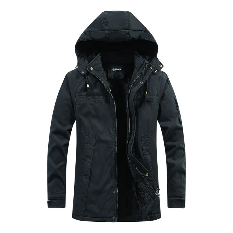 Herren winddichter Canvas-Parka mit kuscheliger Teddyfleece-Fütterung und funktionaler Kapuze Nord Taschen