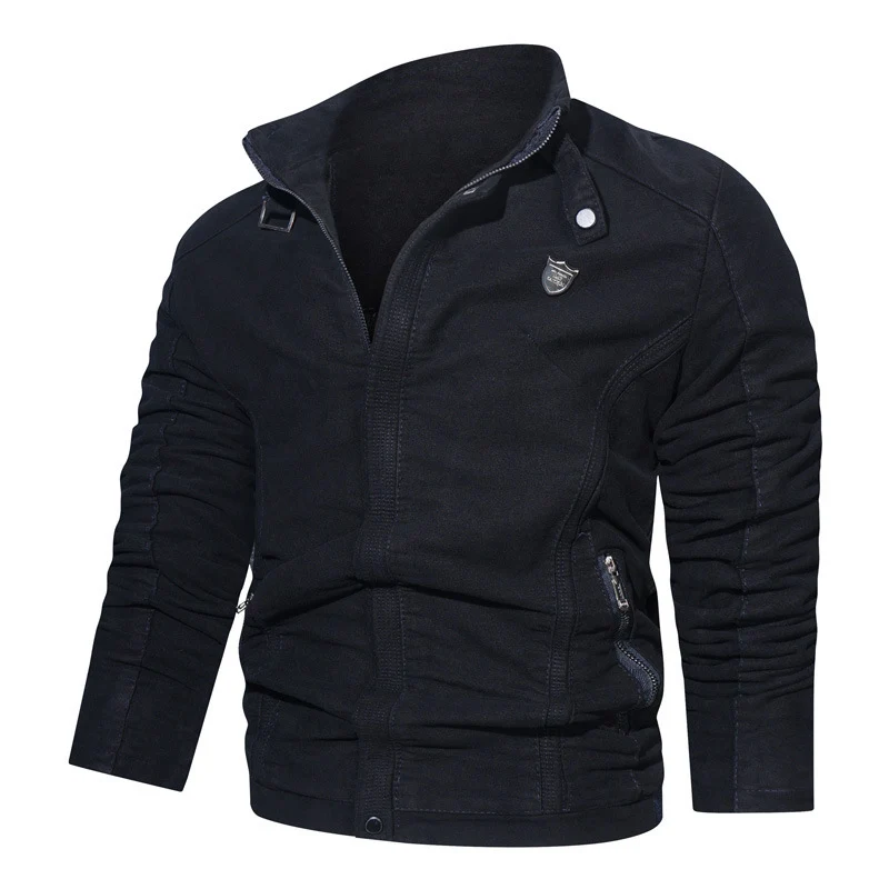 Herren Wildleder-Optik Zip-Blouson im Worker-Cut mit Stehkragen Nord Taschen