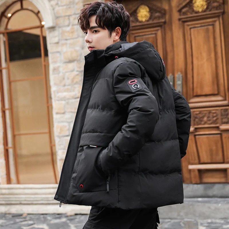 Herren wattierter Winterparka mit hochschließendem Stehkragen, abnehmbarer Kapuze und Multifunktions‑Taschen Nord Taschen