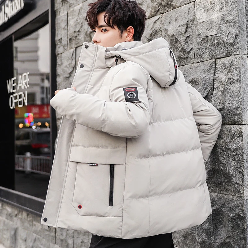 Herren wattierter Winterparka mit hochschließendem Stehkragen, abnehmbarer Kapuze und Multifunktions‑Taschen Nord Taschen