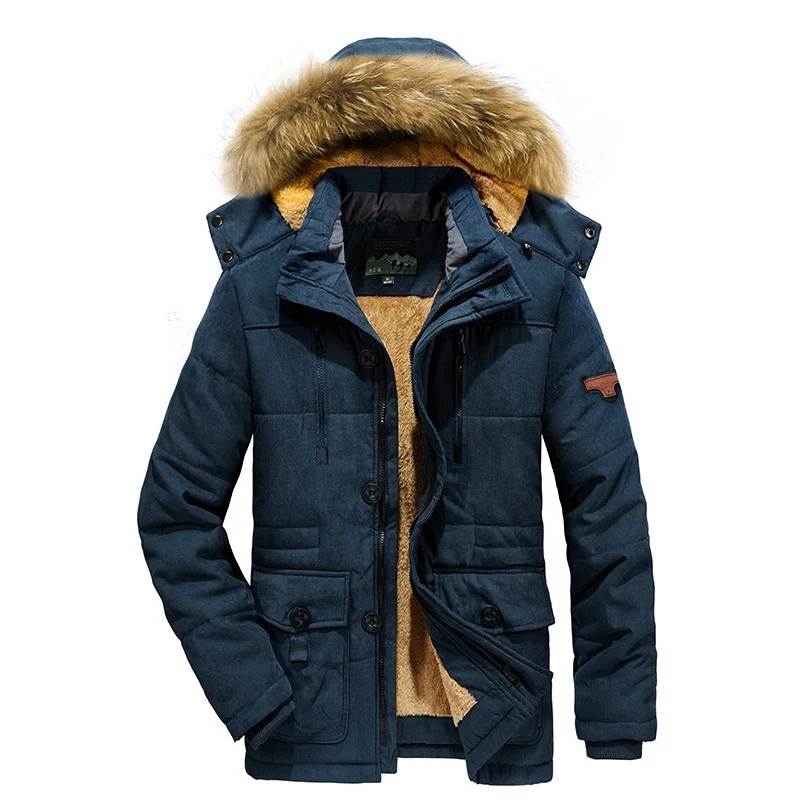 Herren wattierter Parka mit Kunstfellkapuze und Teddyfutter Nord Taschen