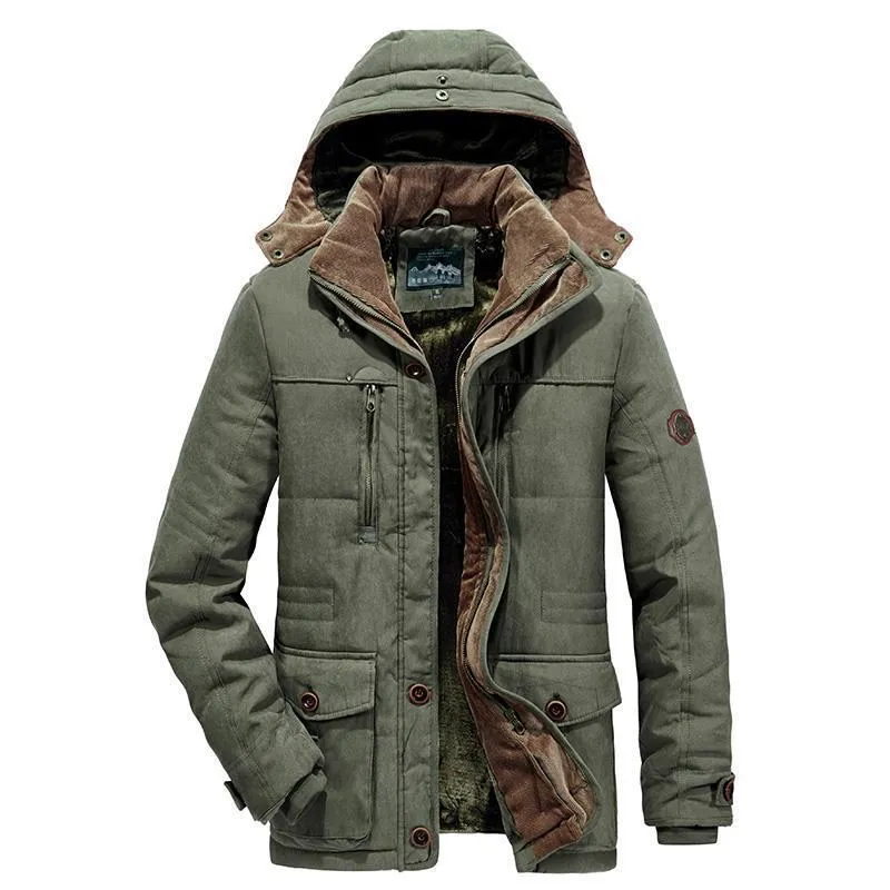 Herren wattierter Parka im Canvas-Look mit Teddyfleece-Innenfutter und Kapuze Nord Taschen