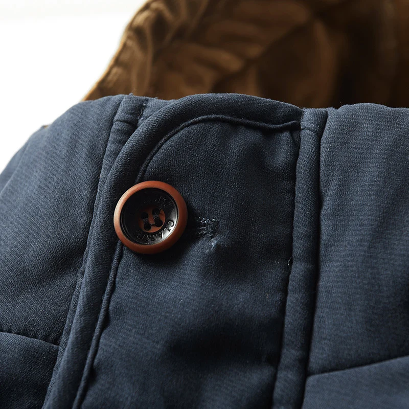 Herren wattierter Parka im Canvas-Look mit Teddyfleece-Innenfutter und Kapuze Nord Taschen