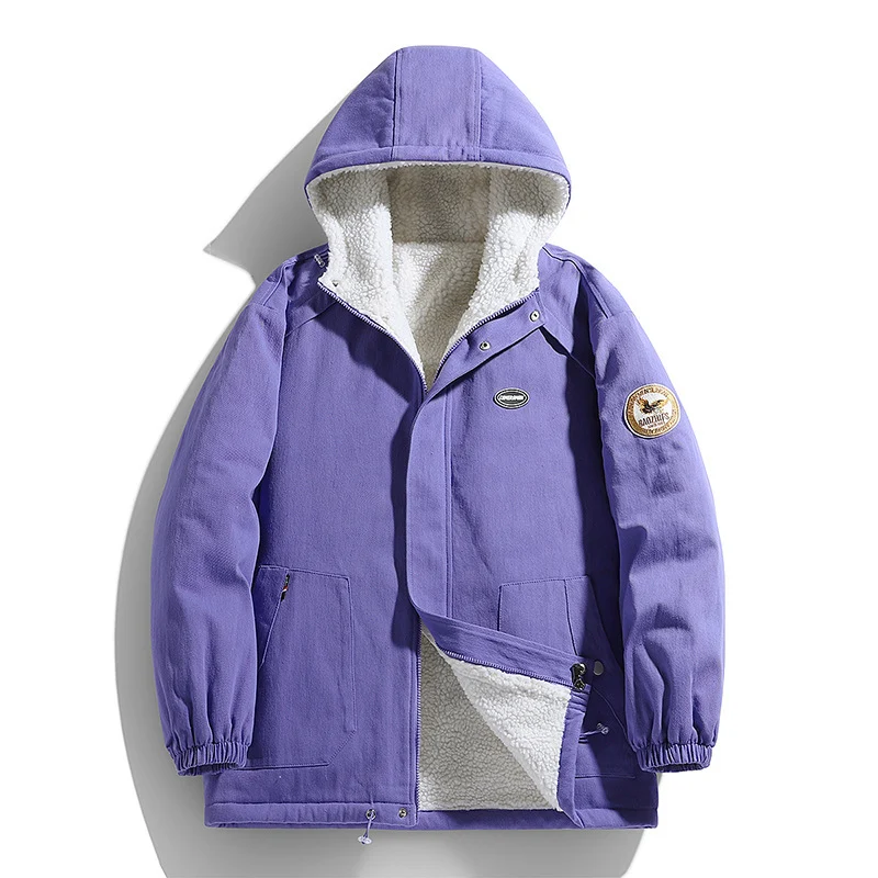 Herren wattierter Canvas‑Parka mit Sherpa‑Fleece‑Futter und Kapuze Nord Taschen