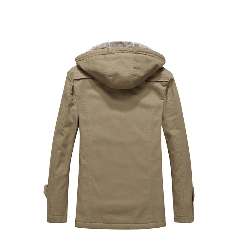 Herren wattierter Canvas-Parka mit fester Kapuze, kuscheligem Teddy-Innenfutter und Mehrfach-Taschen Nord Taschen