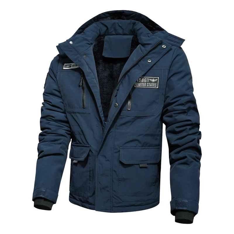 Herren wasserabweisender Utility-Parka mit Teddyfutter, Kapuze und Multifunktionstaschen Nord Taschen