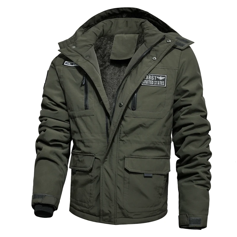 Herren wasserabweisender Utility-Parka mit Teddyfutter, Kapuze und Multifunktionstaschen Nord Taschen