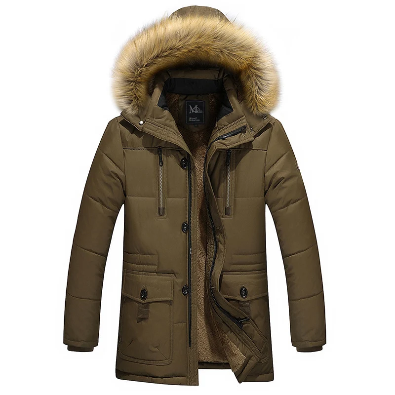Herren wasserabweisender gesteppter Parka mit Kapuze, Kunstfellblende und Teddyfleece-Innenfutter Nord Taschen