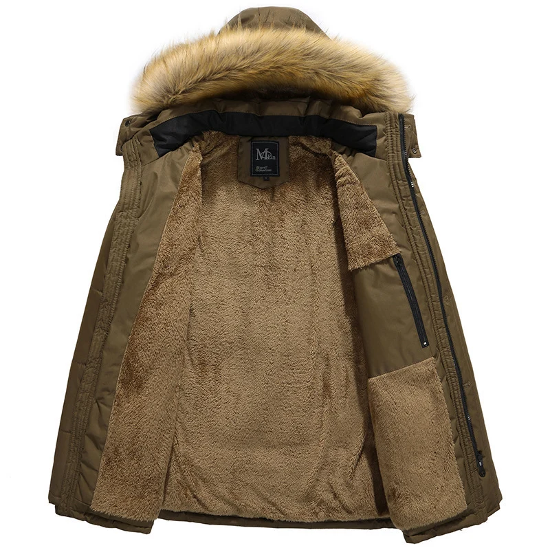 Herren wasserabweisender gesteppter Parka mit Kapuze, Kunstfellblende und Teddyfleece-Innenfutter Nord Taschen