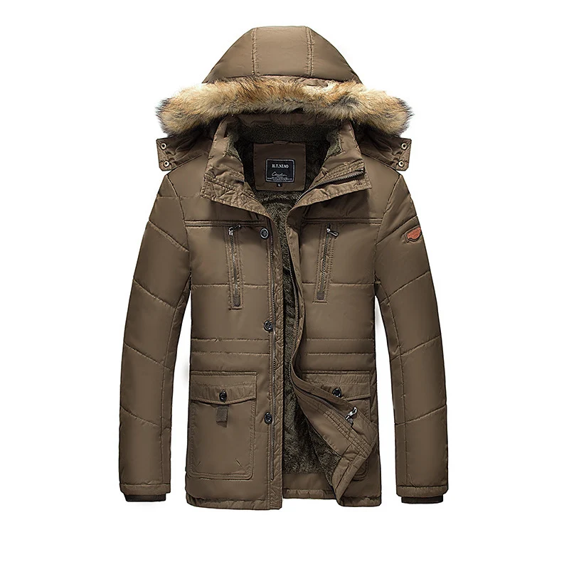 Herren wasserabweisender gesteppter Parka mit Kapuze, Kunstfellblende und Teddyfleece-Innenfutter Nord Taschen