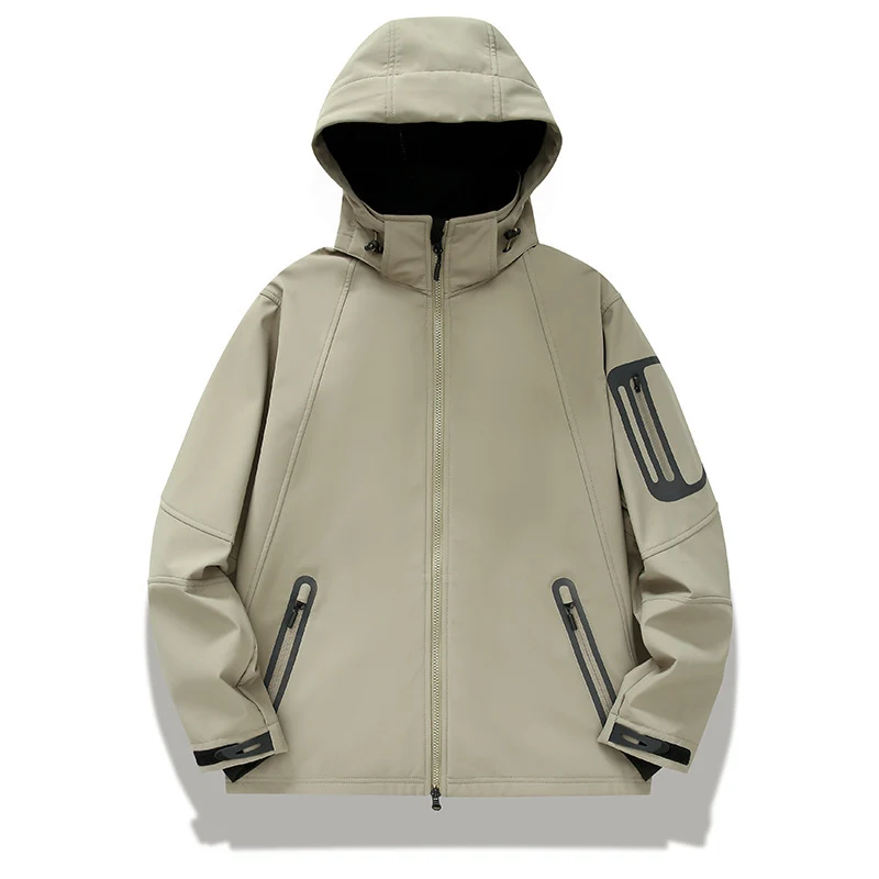 Herren wasserabweisende Softshelljacke mit Kapuze, verschweißten Reißverschlüssen und Fleecefutter Nord Taschen