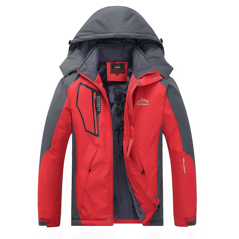 Herren wasserabweisende Outdoorjacke mit Teddyfleece-Innenlage, verstellbarer Kapuze und Multifunktions-Taschen Nord Taschen