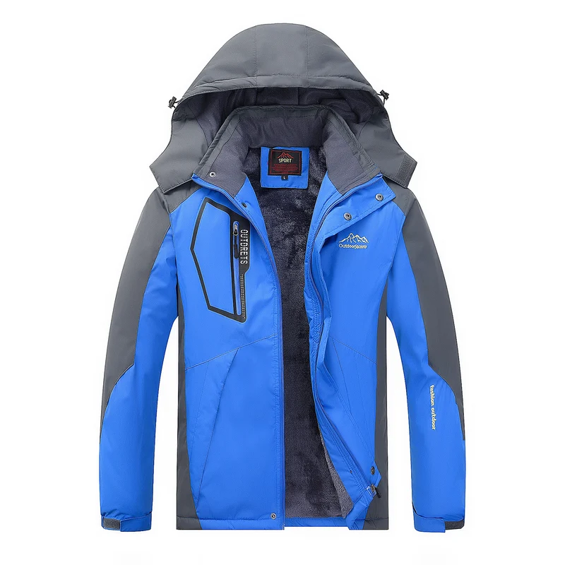 Herren wasserabweisende Outdoorjacke mit Teddyfleece-Innenlage, verstellbarer Kapuze und Multifunktions-Taschen Nord Taschen