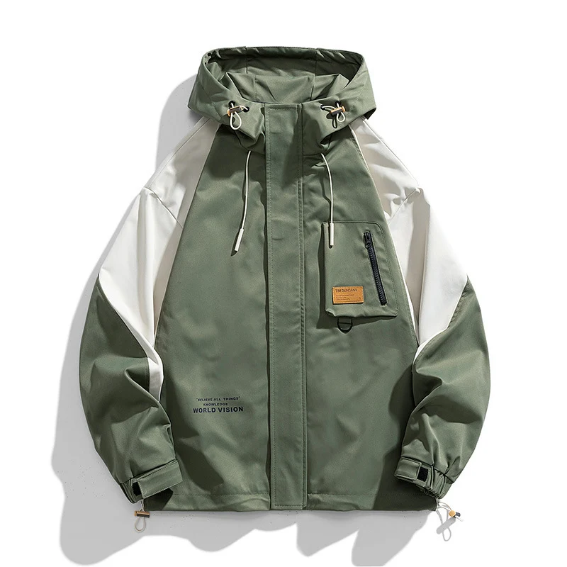 Herren Wasserabweisende Kapuzen-Fieldjacke im Colorblock-Utility-Design mit Brusttasche Nord Taschen